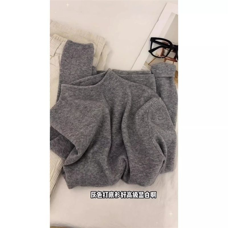 秋冬小立领奶fufu软糯打底针织衫大码胖mm女毛衣韩版简约内搭上衣