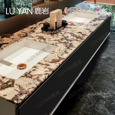 天然奢石雪山飞狐无缝一体盆陶瓷盆台面浴室柜组合卫生间洗漱单盆