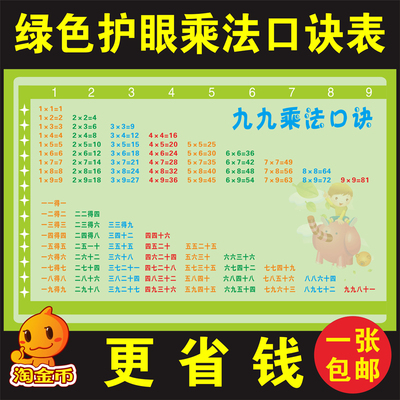 2-8九九小学生儿童房乘法口诀表