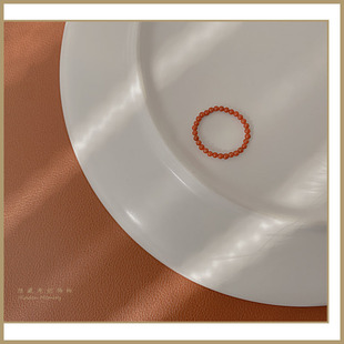 本命年闺蜜指环显白 原创南红玛瑙珍珠红戒指女 隐藏·小红圈