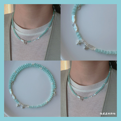 【听海怎么说】原创猫眼石小鱼纯银海星项链女 串珠小众高级时髦