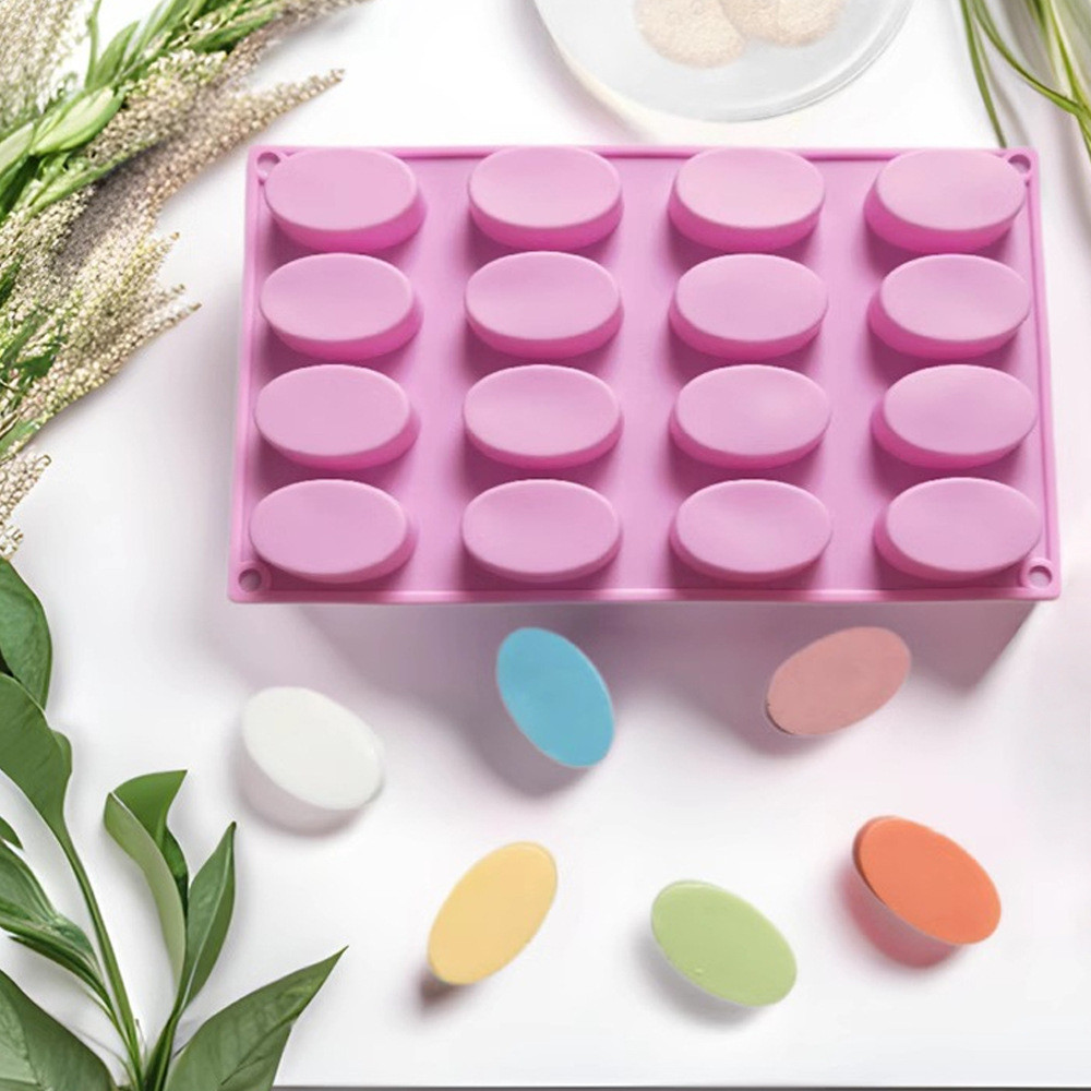 新款跨境16连椭圆巧克力蛋糕模家用自制果冻布丁模DIY肥皂模具