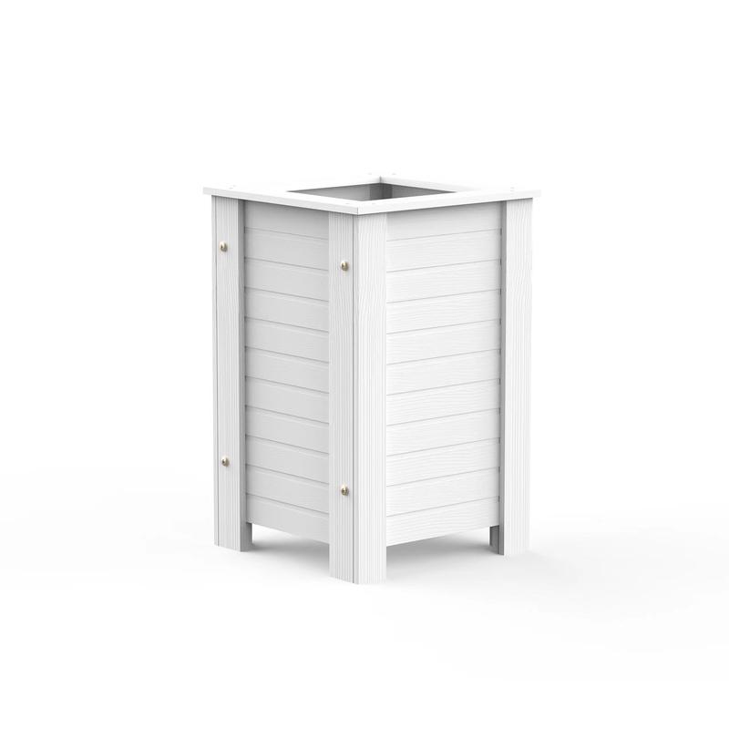 户外阳台塑木花箱庭院长方防腐木质花槽花园种植箱实木花盆简约白