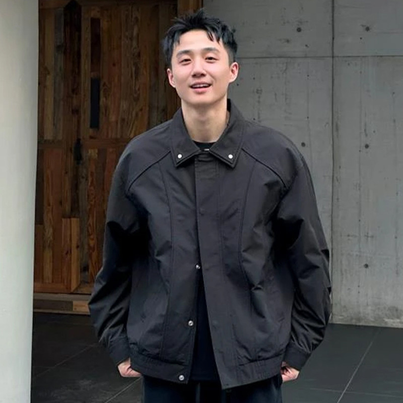 好货高级感翻领夹克外套男士春秋季2025新款潮流宽松休闲上衣男款