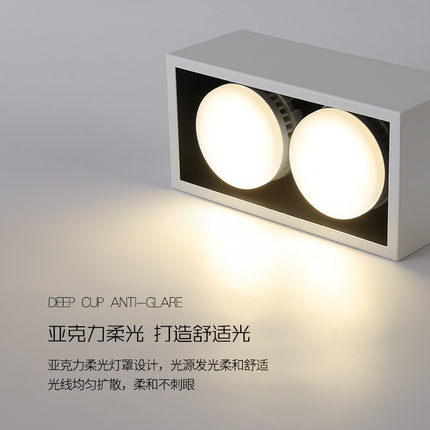 led明装筒灯方形单头免开孔吸顶天花灯gx53客厅无主四头灯斗胆灯