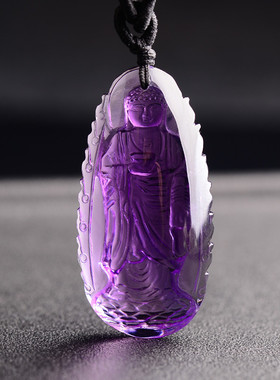 2025适用立体款 天然紫水晶本命佛吊坠阿弥陀佛守护神菩萨生肖狗