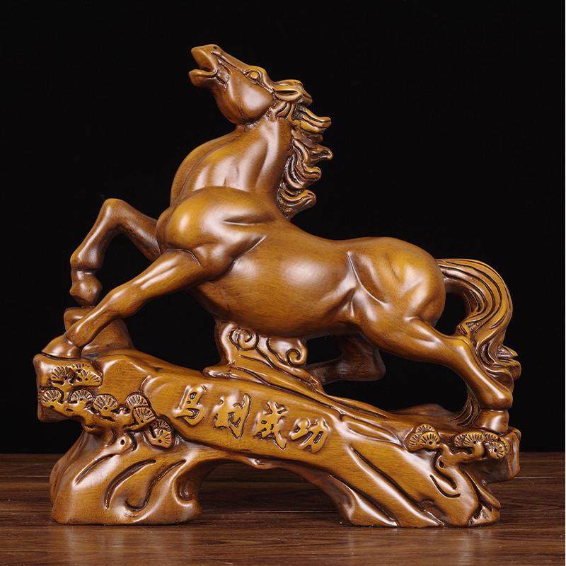 实木雕刻马到成功摆件家居客厅马工艺品办公室生肖马装饰开业礼物,家居饰品,桌面摆件,淘宝优惠券,粉丝福利购,淘宝优惠卷