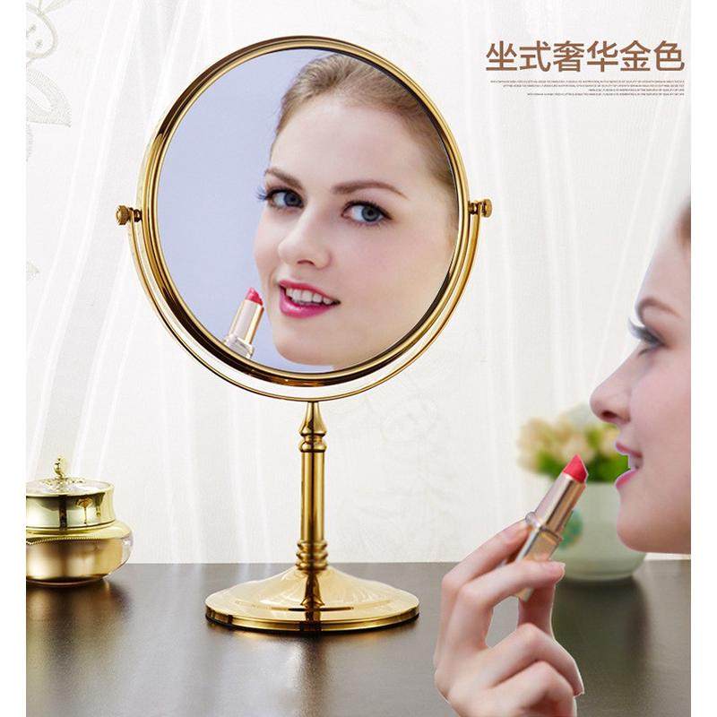 仿古欧式 台式浴室镜化妆镜美容镜梳妆镜复古双面旋转放大3倍镜子