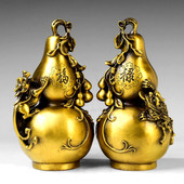 金蟾铜貔貅铜葫芦摆件纳福葫芦福禄金属工艺品铜器礼品铜葫芦