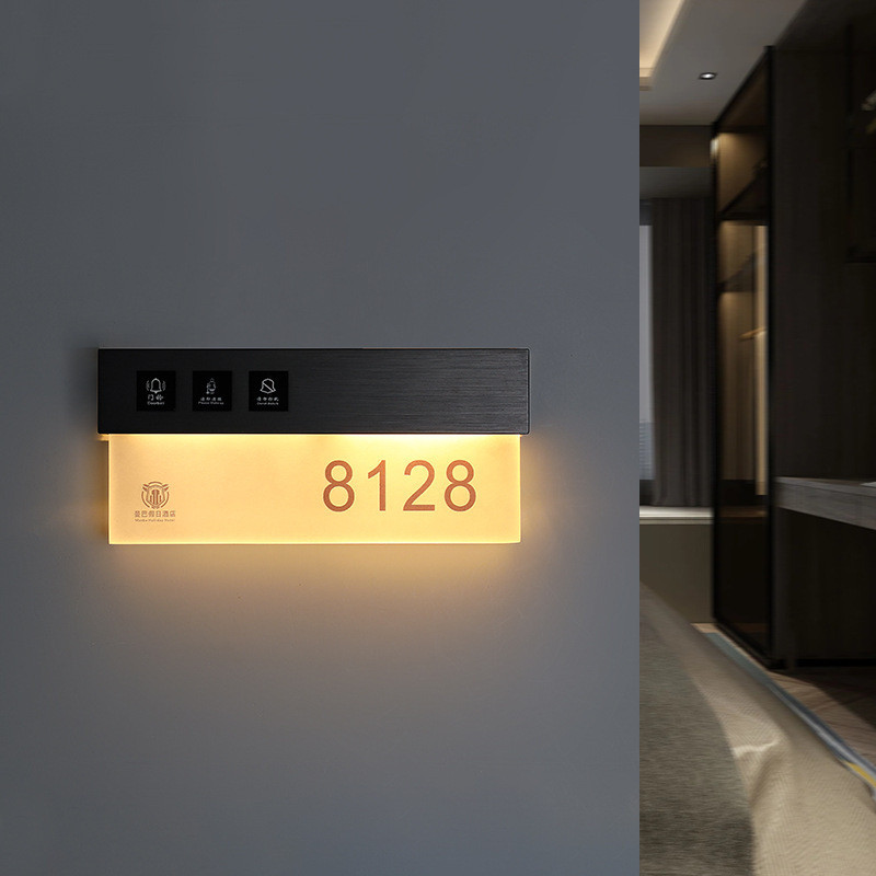 酒店发光门牌不锈钢包厢门牌号房间电子门牌门铃足浴宾馆客房门牌