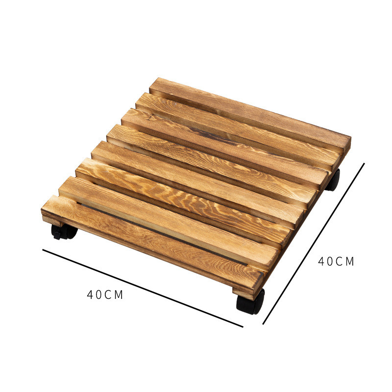 花盆托盘万向轮底滚轮实木花盒托盘花盆花架花盘托盘移动底座带轮