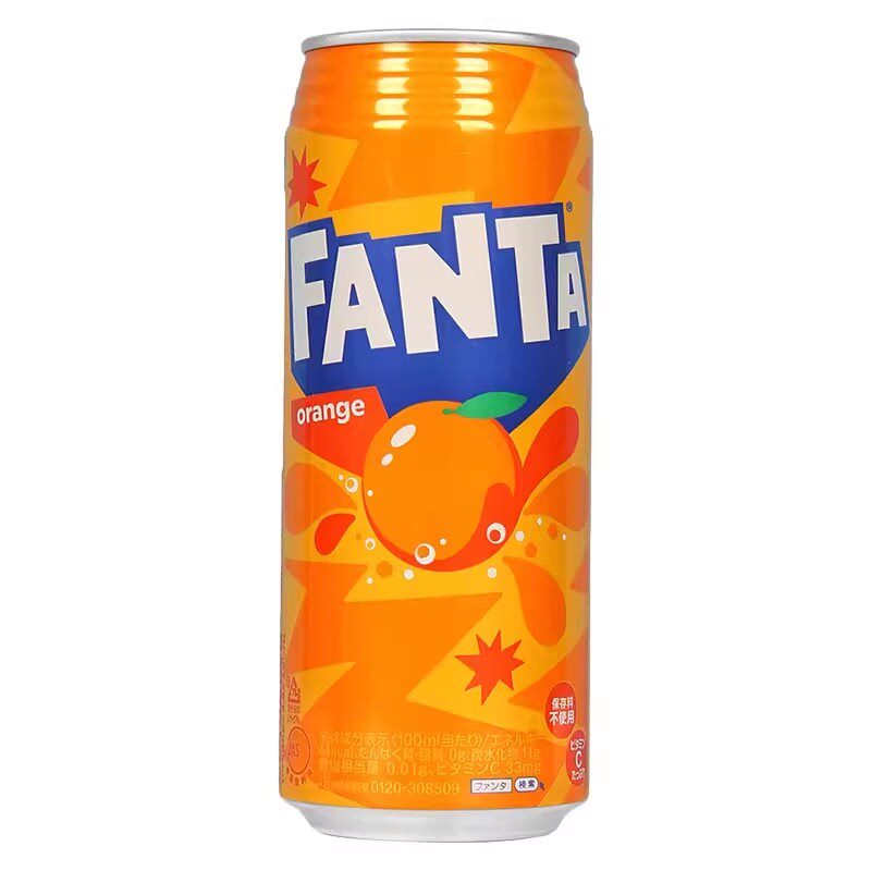 新日期日本进口FANTA芬达橙子味碳酸饮料铝罐装汽水500ml*6瓶整箱