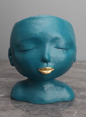 家居创意树脂条纹花器摆件样板房酒店简约玄关书房桌面客厅饰品