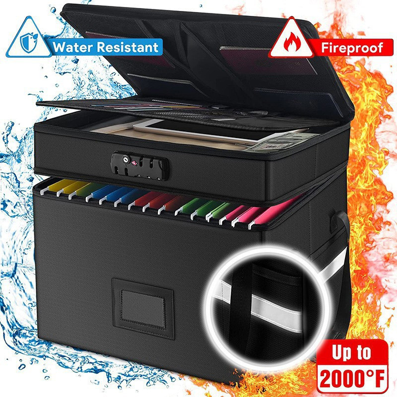 防火密码双层防水重要文件收纳盒办公室资料档案收纳箱防火箱