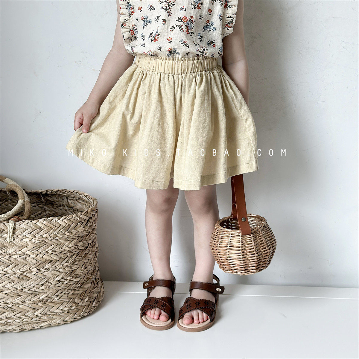 2024夏季新品纯色裙裤韩国宝宝百搭沙滩裤,童装/婴儿装/亲子装,裤子,淘宝优惠券,粉丝福利购,淘宝优惠卷