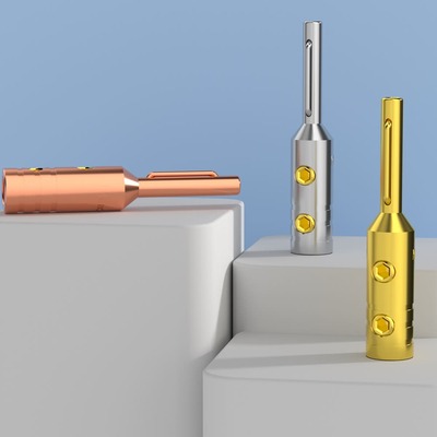 Monosaudio 纯紫铜镀金镀铑香蕉头免焊功放音箱喇叭线连接器端子