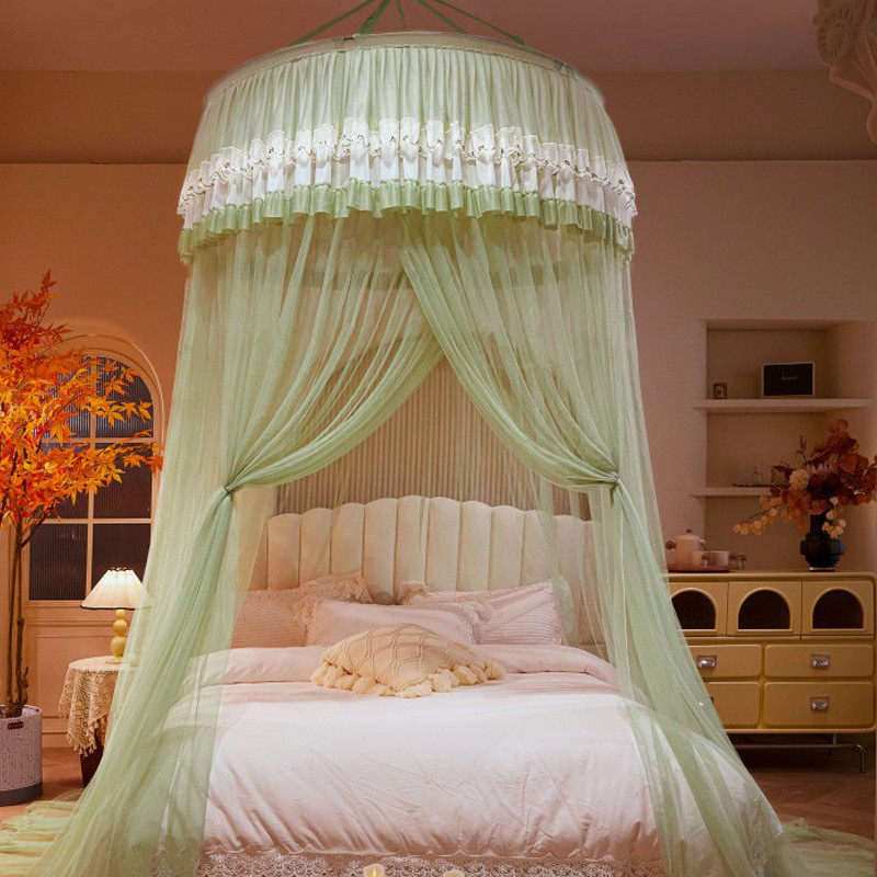 吊顶圆顶蚊帐家用吊挂落地式纹帐卧室公主风免安装免打孔防蚊批发