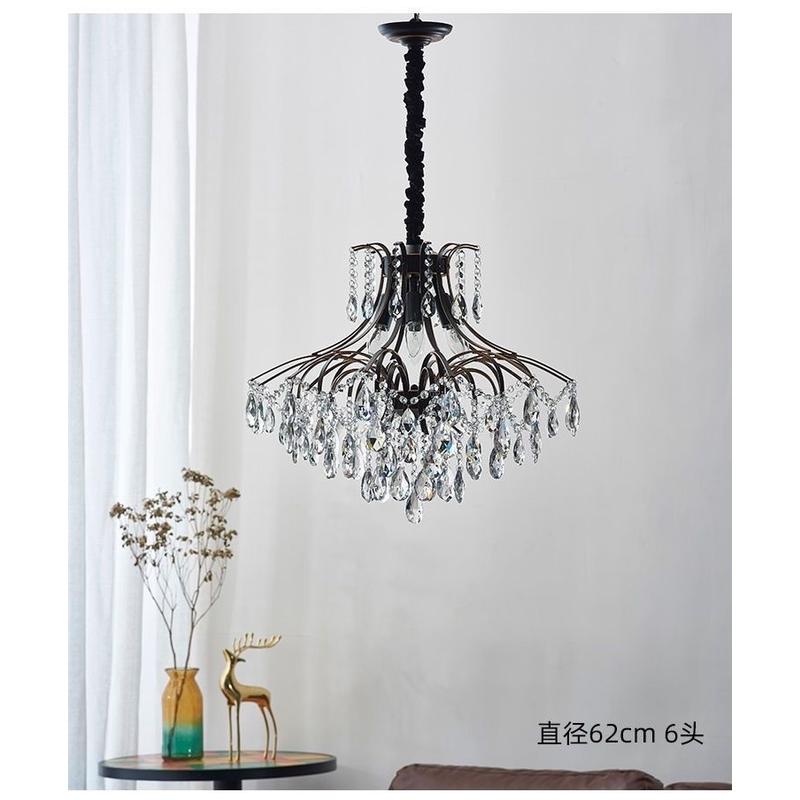 挑美式复古吊灯法式水晶客厅餐厅卧室灯高层客厅空酒店新款轻奢风