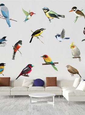小鸟装饰墙贴画新款喜鹊树枝鹦鹉墙贴客纸厅卧室儿童房装饰画墙贴
