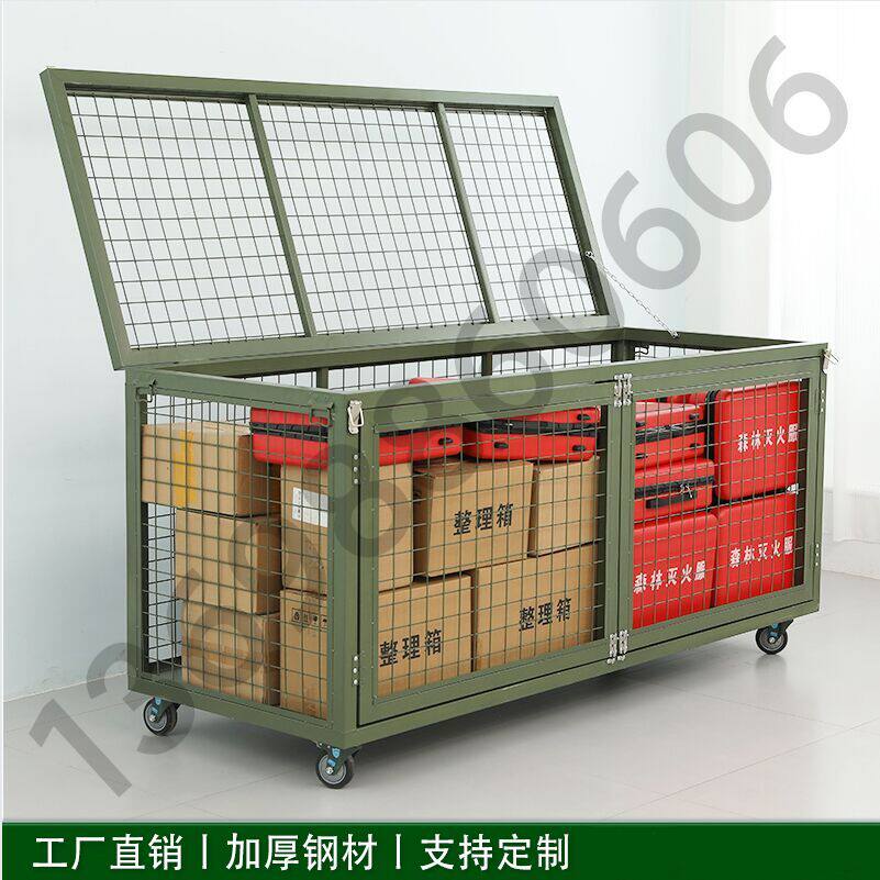 定做军绿色移动网箱野营器材箱物资装备铁箱滚塑箱仓储移动托盘车