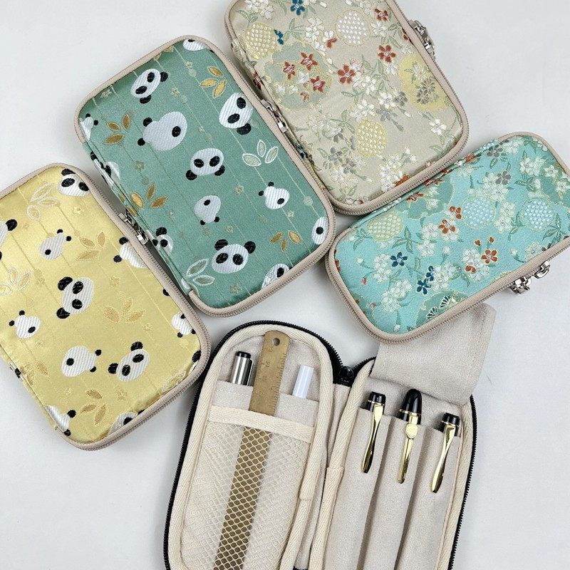 布邑西阵织笔包四支装笔套三支装钢笔套文具收纳包锦缎拉链笔袋,文具电教/文化用品/商务用品,笔袋,淘宝优惠券,粉丝福利购,淘宝优惠卷