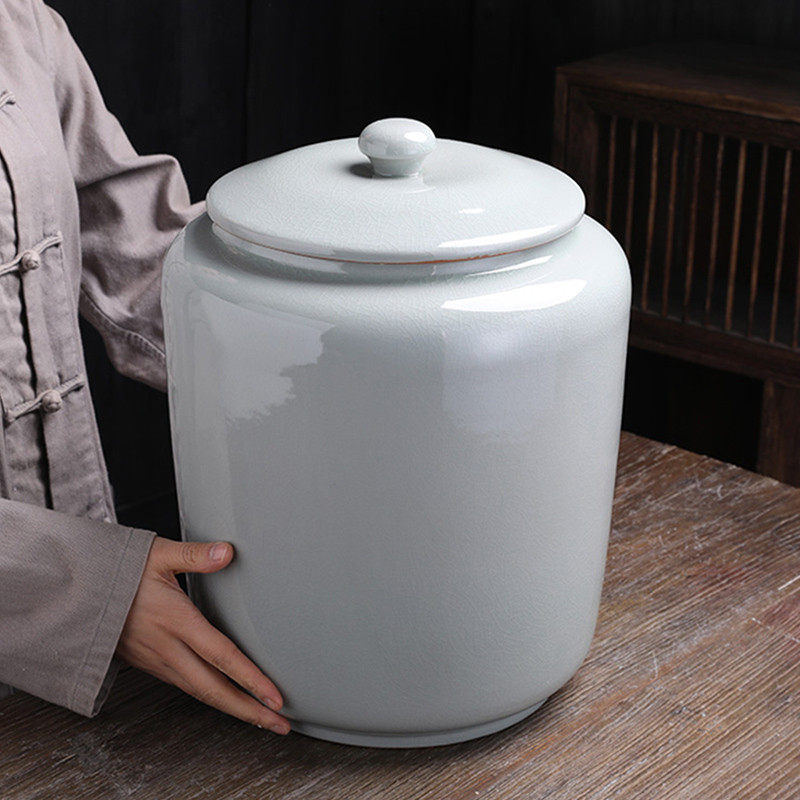 陶瓷茶叶罐特大号10斤装茶缸密封储存防潮茶罐普洱茶饼罐摆设
