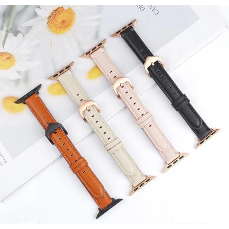 适用applewatch苹果iwatch8代76543小蛮腰表带细款皮手腕带简约se