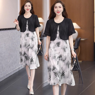 新款 连衣裙年轻时尚 夏季 中老年女士洋气中长款 妈妈夏装 新品 新中式
