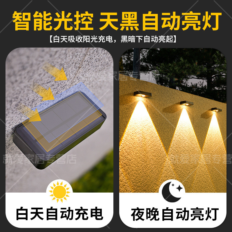 太阳能庭院布置墙壁射灯花园户外防水洗墙灯景观别墅装饰超亮壁灯