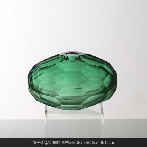 软装加厚椭圆形轻奢玻璃花瓶摆件样板房家居bestwest饰品花器