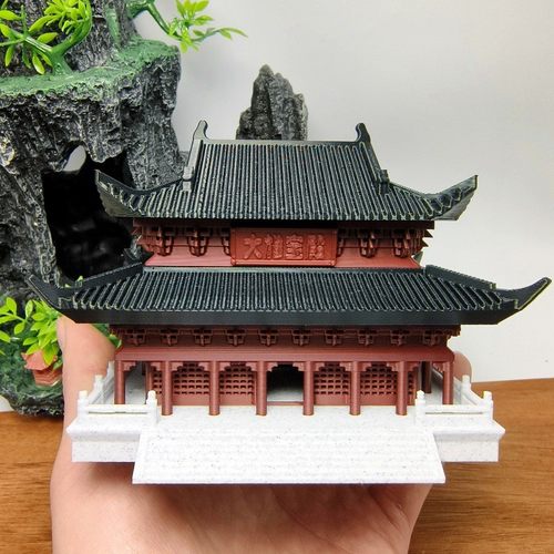 微景观3d打印建筑摆件大雄宝殿桌面造景建筑假山鱼缸盆景古风造景