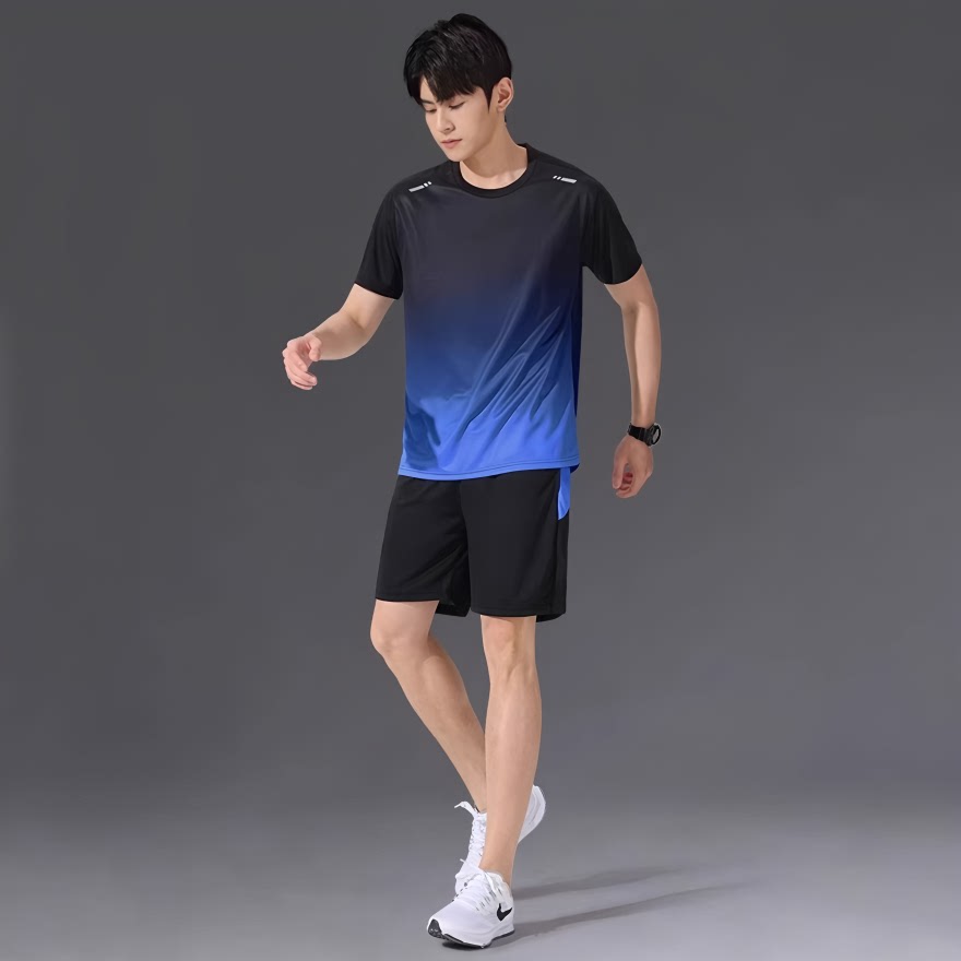 德国运动套装男速干衣冰丝夏季恤短袖跑步球衣健身衣服羽毛球服