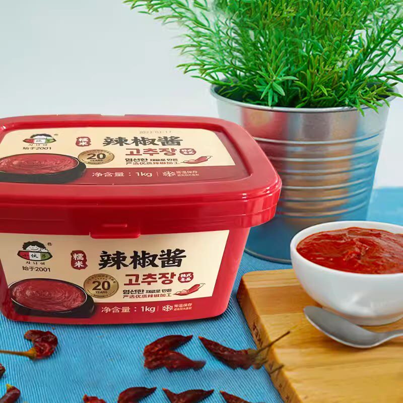 新货小伙子辣椒酱1kg盒装韩式石锅拌饭酱下饭甜辣酱韩式辣炒年糕