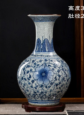 办公室仿古手绘青花陶瓷器新中式插花瓶家居客厅景德镇装饰品摆件