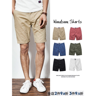 分夏季 五分裤 潮流宽松纯棉外穿5男潮马裤 中裤 白色沙滩裤 休闲短裤