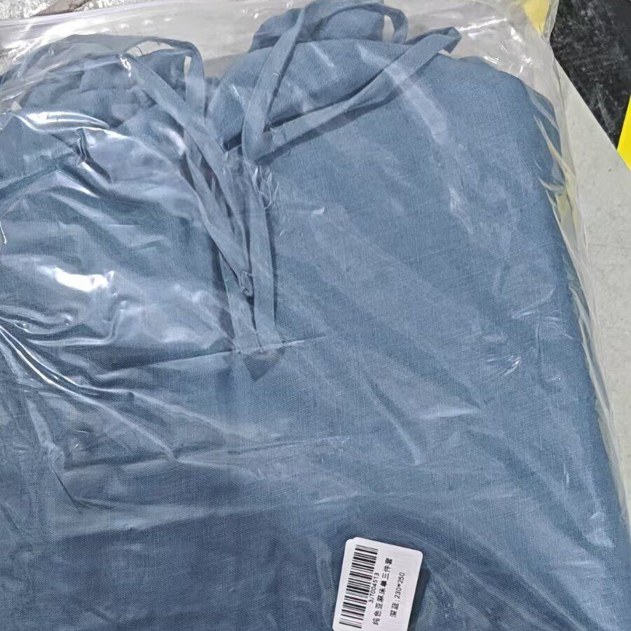 裕枕套源亚麻三件套比利时雨露麻泰床单北欧简约风床品定制