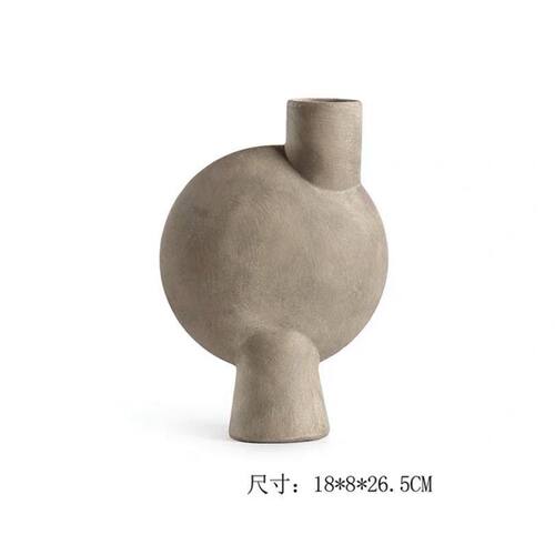 侘寂风花器书房陶瓷花盆莫兰迪异形组合桌面装饰摆件中式ins简约