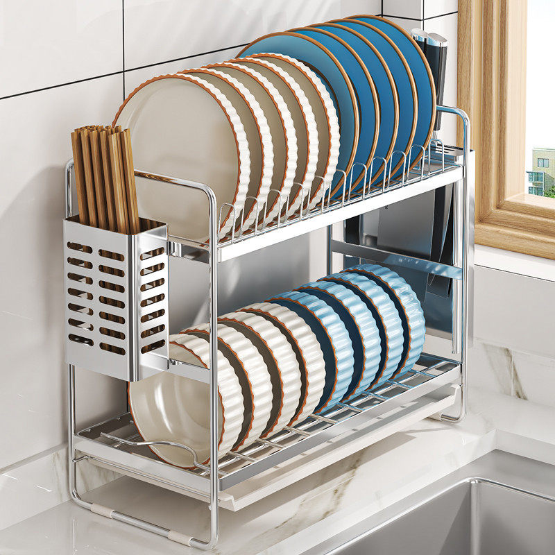 碗架沥水架304不锈钢窄款碗碟厨房置物架双层橱柜碗盘收纳免安装,厨房/烹饪用具,碗架,淘宝优惠券,粉丝福利购,淘宝优惠卷