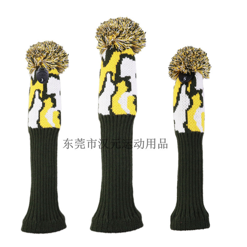 厂家obm电商高尔夫用品木杆套杆头套帽套 毛线针织