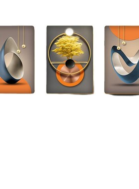 s022福禄满满高档客厅三联画客厅装饰挂画沙发墙装饰画