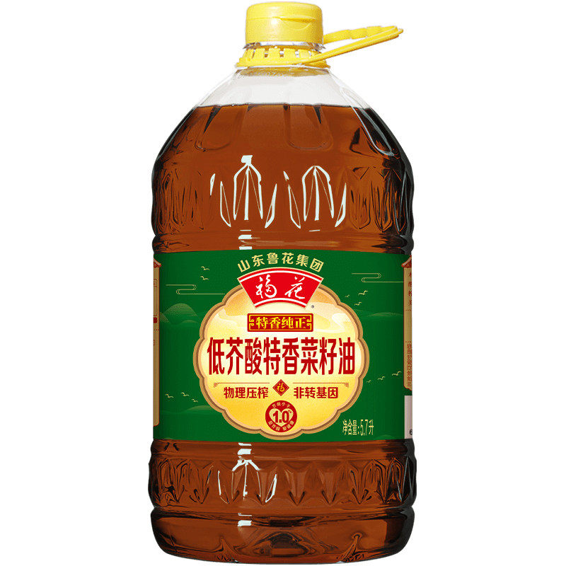 新日期山东鲁花集团  福花菜籽油5.7L、3.06L、3.09L 物理压榨非
