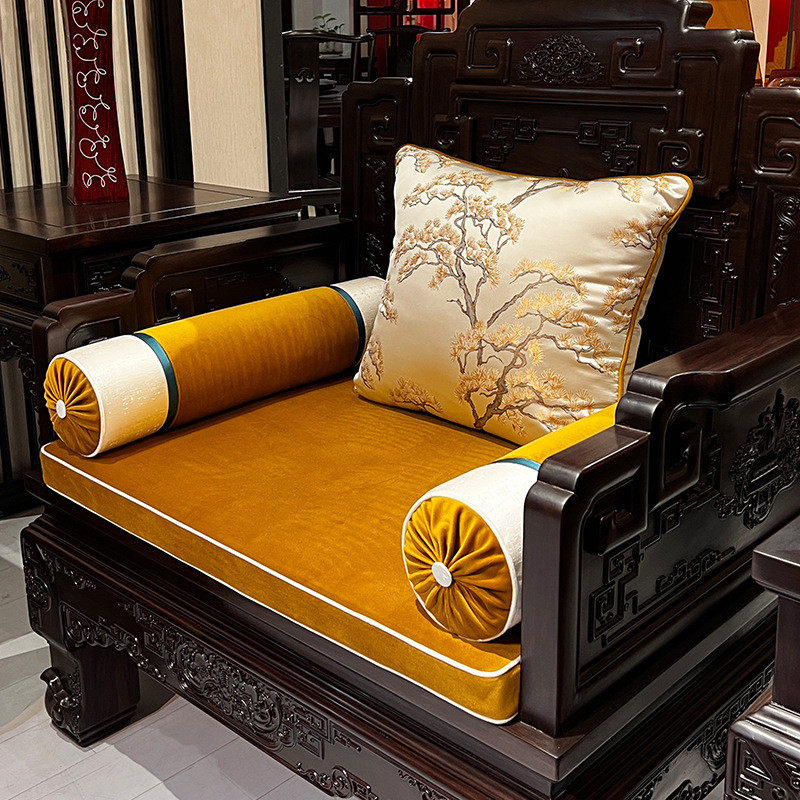 新中式红木沙发垫高级感抱枕加厚坐垫靠背垫实木家具海绵垫座垫套