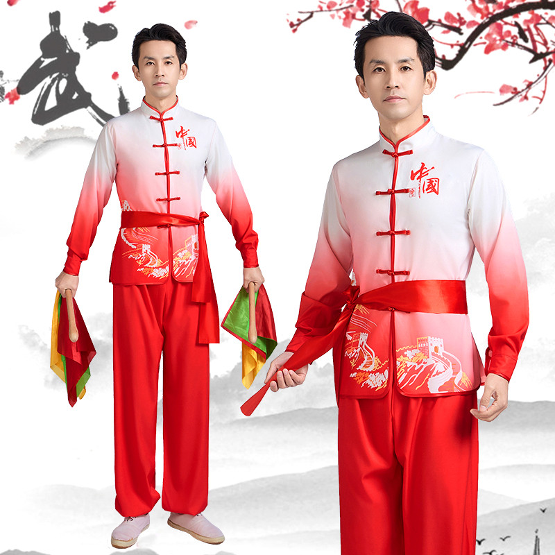 新款打鼓演出服装舞龙服装腰鼓服装演出服男女中国风威风锣鼓服装