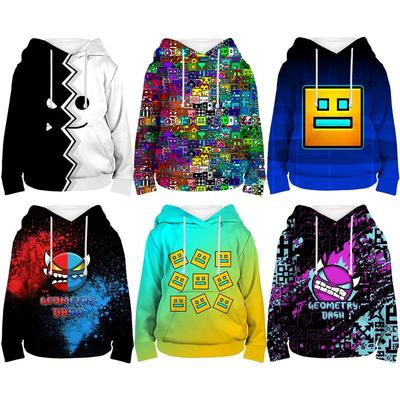 Kids Angry Geometry Dash 3D Print Hoodies Boys Girls Anime S