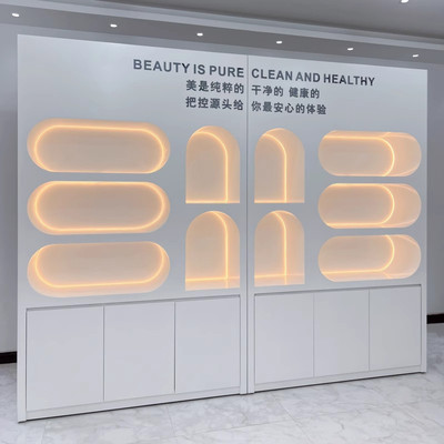高端化妆品展示柜烤漆美容院养生馆产品陈列展柜美甲护肤品定制柜
