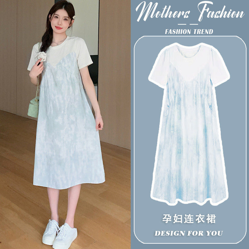 孕妇2025新款夏季薄款时尚宽松显瘦拼接假两件中长款女,孕妇装/孕产妇用品/营养,连衣裙,淘宝优惠券,粉丝福利购,淘宝优惠卷