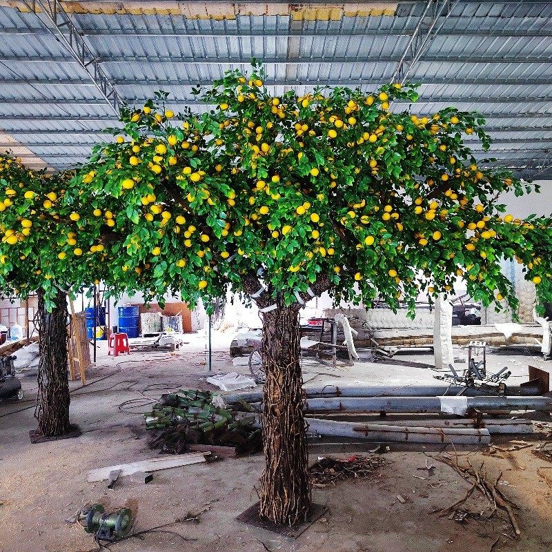仿真植物柠檬树落地盆栽室内大型仿生防火阻燃橘子树装饰花假树