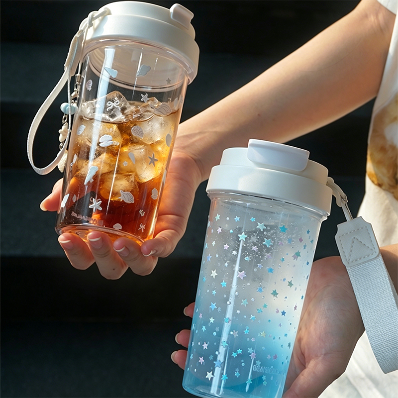 星星新款吸管水杯塑料杯高颜值