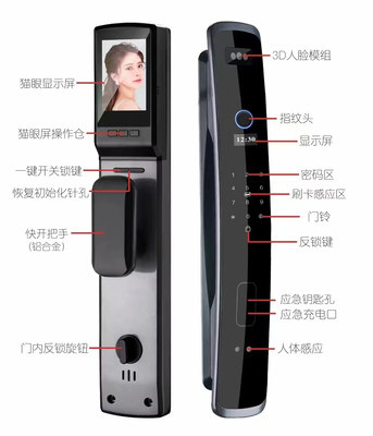 人脸识别可视显示屏指纹密码锁智能全自动锁可替代Keylock第吉尔