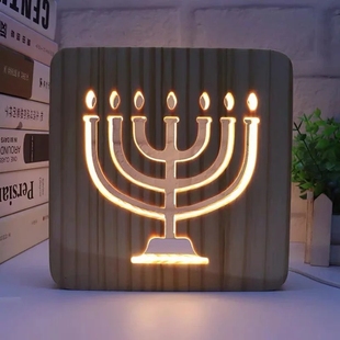 工艺品十字架实木松木工艺台灯 木质led烛台小夜灯金灯台卧室书房